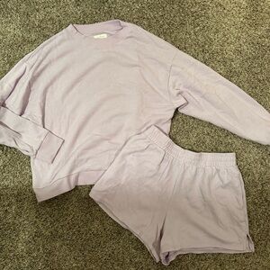 Light Purple Long Sleeve and Short Lounge Set